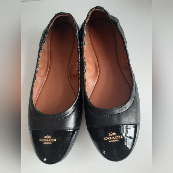 Coach Shoes Black Slip On Ballet Flats Sz 5.5B - Picture 1 of 7